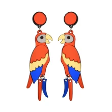 MESTILO хип-хоп Симпатичные Красочные Птица Попугай Большой акриловый серьги для Для женщин Мода для животных длинные Длинные висячие серьги Женский Brincos