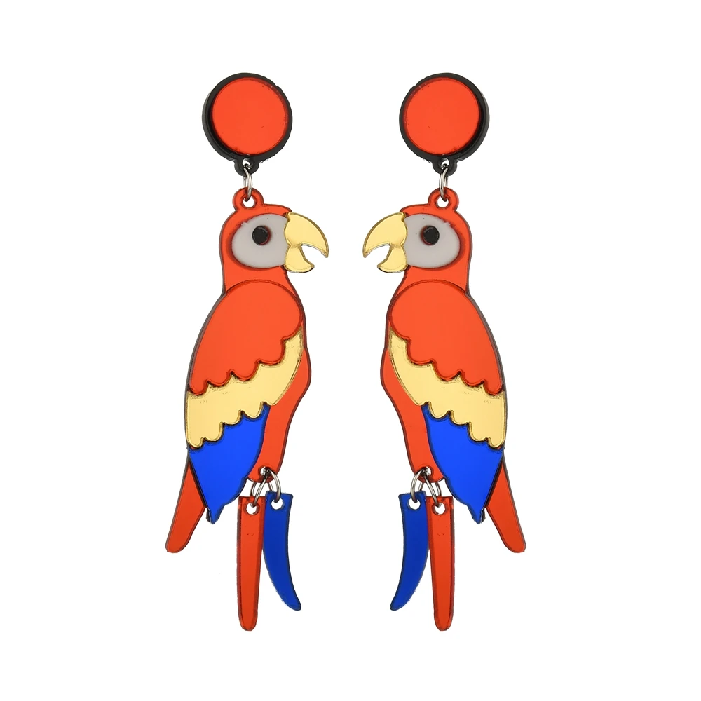 

MESTILO Hip Hop Cute Colorful Bird Parrot Big Acrylic Drop Earrings For Women Fashion Animal Long Dangle Earrings Female Brincos