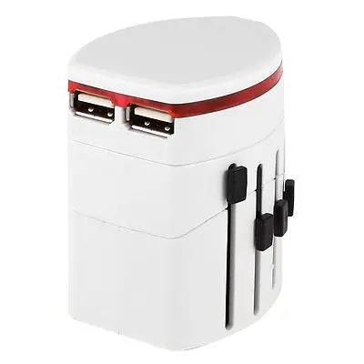 Travel Portable Universal EU UK US AU Wall Plug 2x USB 2 0 Charger Adapter Black