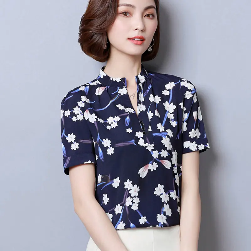 Womens Blouses 2018 Summer Geometric Pattern Blouse Plus