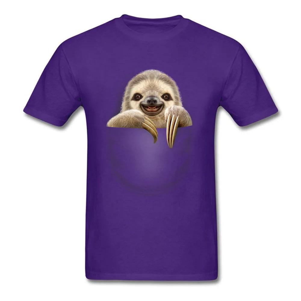 POCKET SLOTH 2018 Mens Tshirts Crewneck Short Sleeve Cotton T Shirt Classic T Shirt Top Quality POCKET SLOTH purple