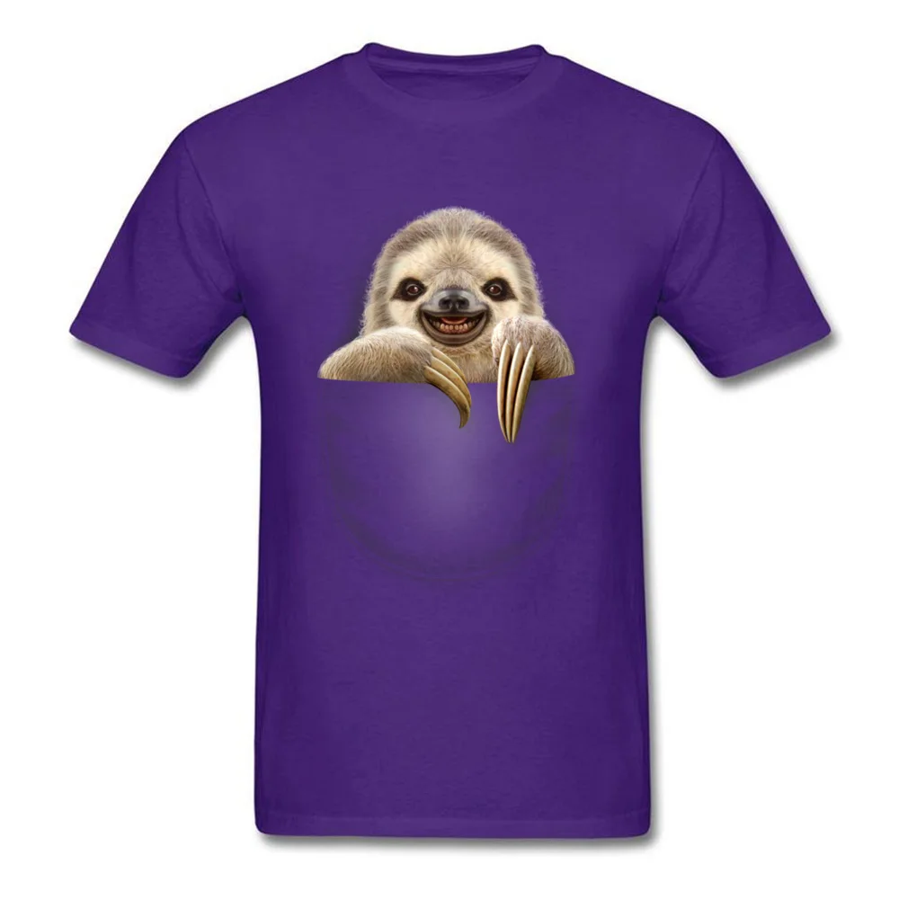 POCKET SLOTH Summer T Shirt Short Sleeve for Men Pure Cotton Summer/Fall Crew Neck Tshirts Simple Style T-Shirt Rife POCKET SLOTH purple