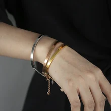 Davieslee сердце Шарм женский браслет цепочка манжета браслет из нержавеющей стали серебро розовое золото Тон DKGM01