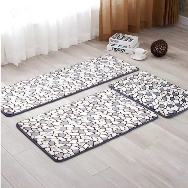 

3 Pcs Thicken Large Bath Mat Set Non Slip Bathroom Carpets Stones Print Bathroom Floor Mat Shower Room Doormat Toilet Rugs Kit