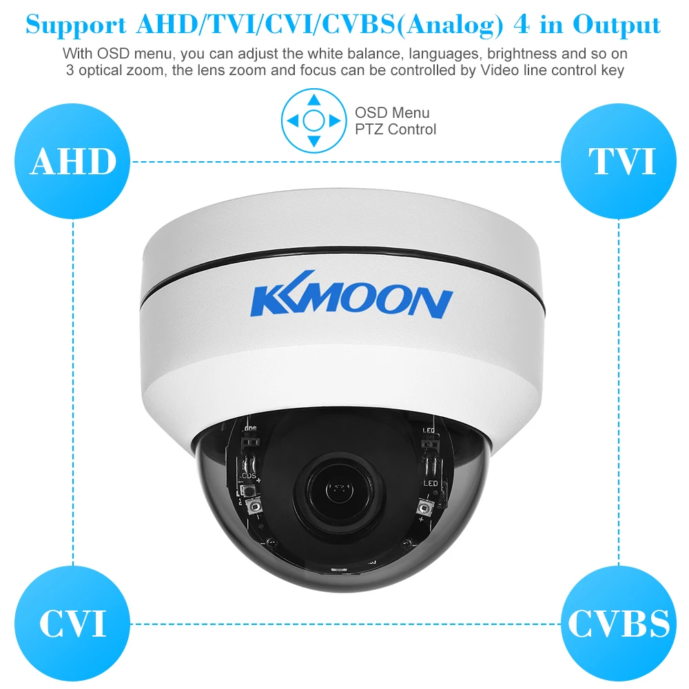 Kkmoon HD 1080 P AHD CCTV камера 2,8~ 8 мм Автофокус PTZ Doom камера 1/2. " CMOS 2.1MP 2 ИК светодиоды камеры видеонаблюдения