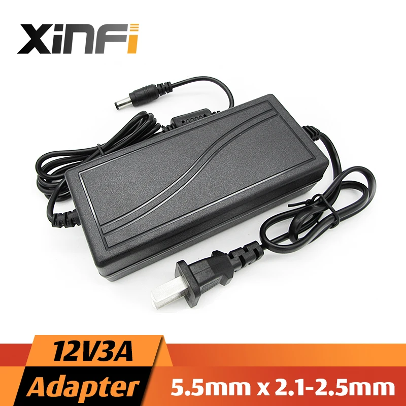 

XinFi 12V3A AC 100V-240V Converter Adapter DC 12V 3A 3000mA Power Supply EU/US/AU 5.5mm x 2.1-2.5mm for LED CCTV LED LCD Monitor