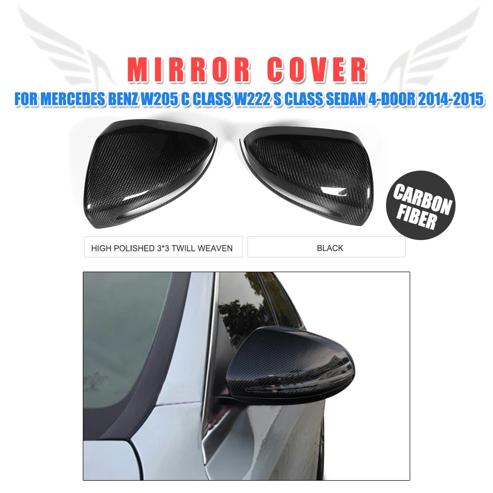 

Carbon Fiber Rearview Mirror Covers Caps Add on style for Mercedes Benz W205 W222 S Class Sedan 4-Door 2014-2015 Left Hand Drive