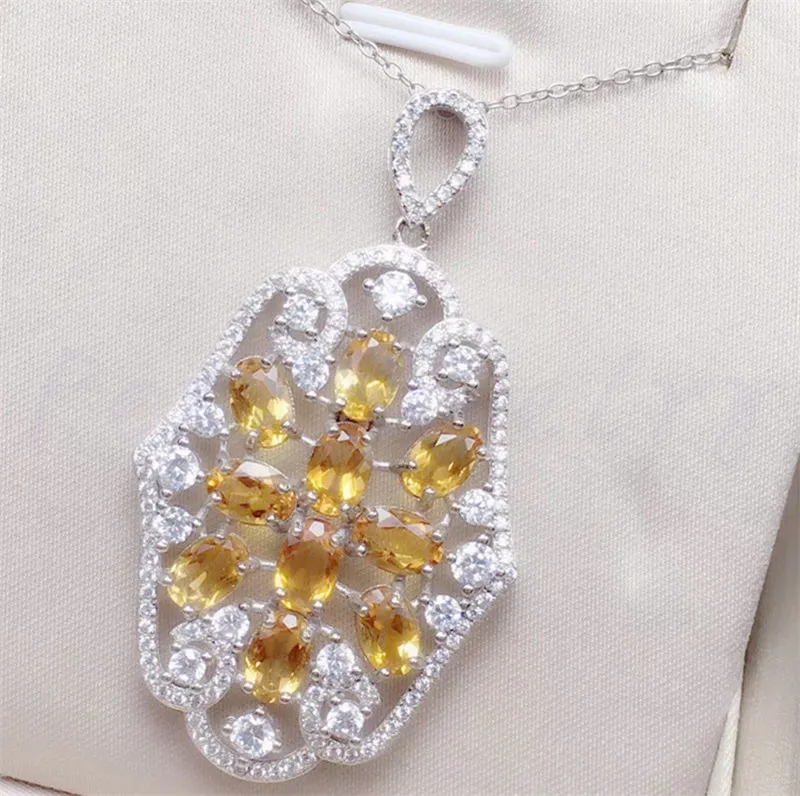 Ожерелье ЛИМОН КУЛОН натуральной cirtrine или opal 925 серебро 0.45ct* 10 шт. драгоценных камней# T18100406