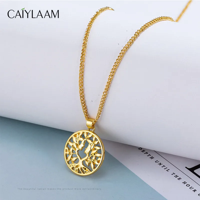 

CAIYLAAM Fashion Jewelry Women Necklace Hollow Life Tree Pendant Necklace Female Coin Couple Necklaces Jewelry Newest Style