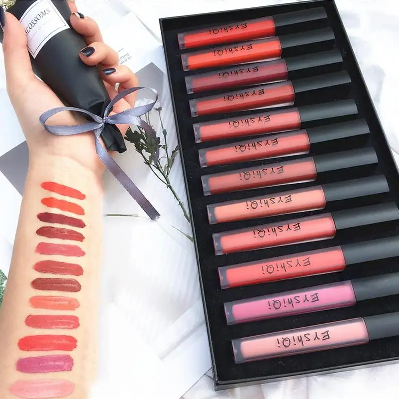 

12 Colors Matte Liquid Lipstick Brand Waterproof Nude Long Lasting Sexy Lipgloss Makeup Moisturizing Red Lip Gloss 1PC