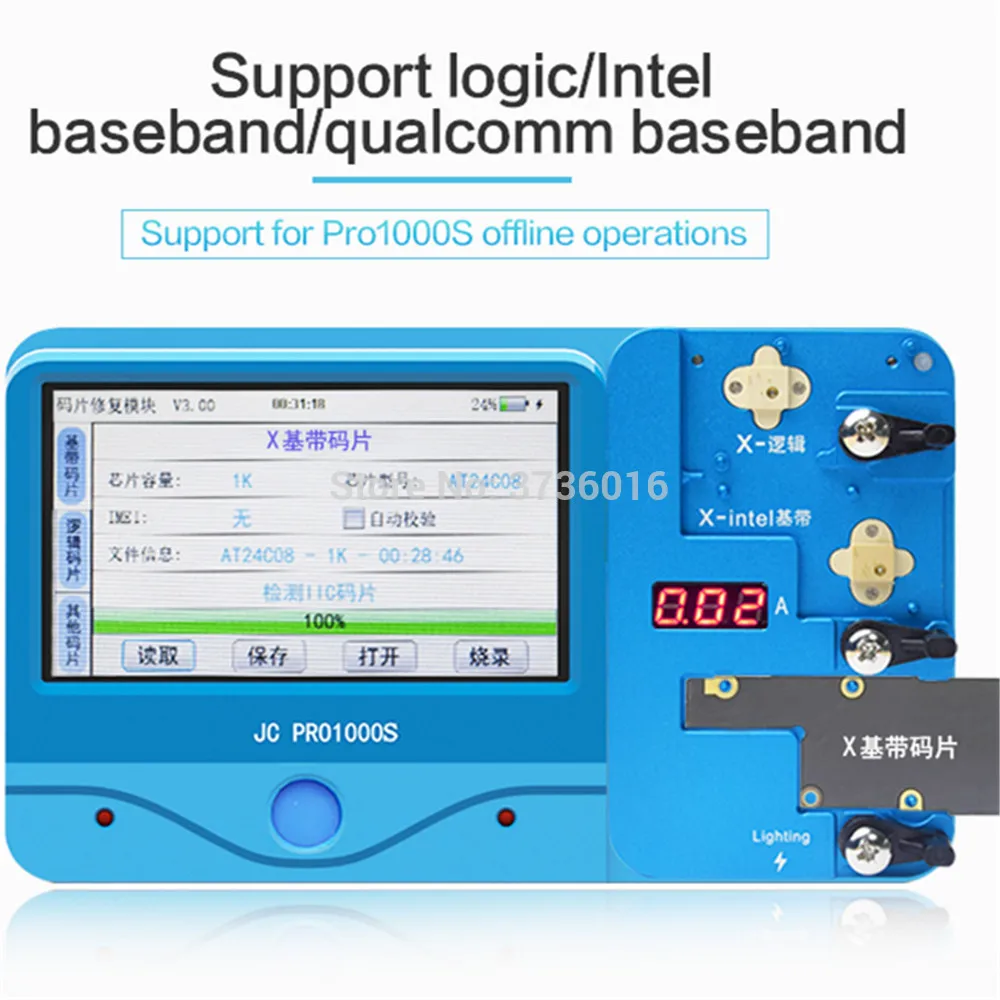 

For iphone 4S 6S 6SP 7plus 8p iphone X logic/baseband chip rediting burning programmer tool with JC PRO 1000S IC icloud repair