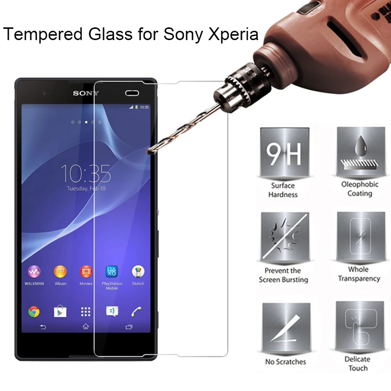 9H HD закаленное стекло для sony Xperia T2 Ultra T3 Защита экрана для sony L1 L2 R1 Plus Защитное стекло для Xperia E3 E4 E4g E5