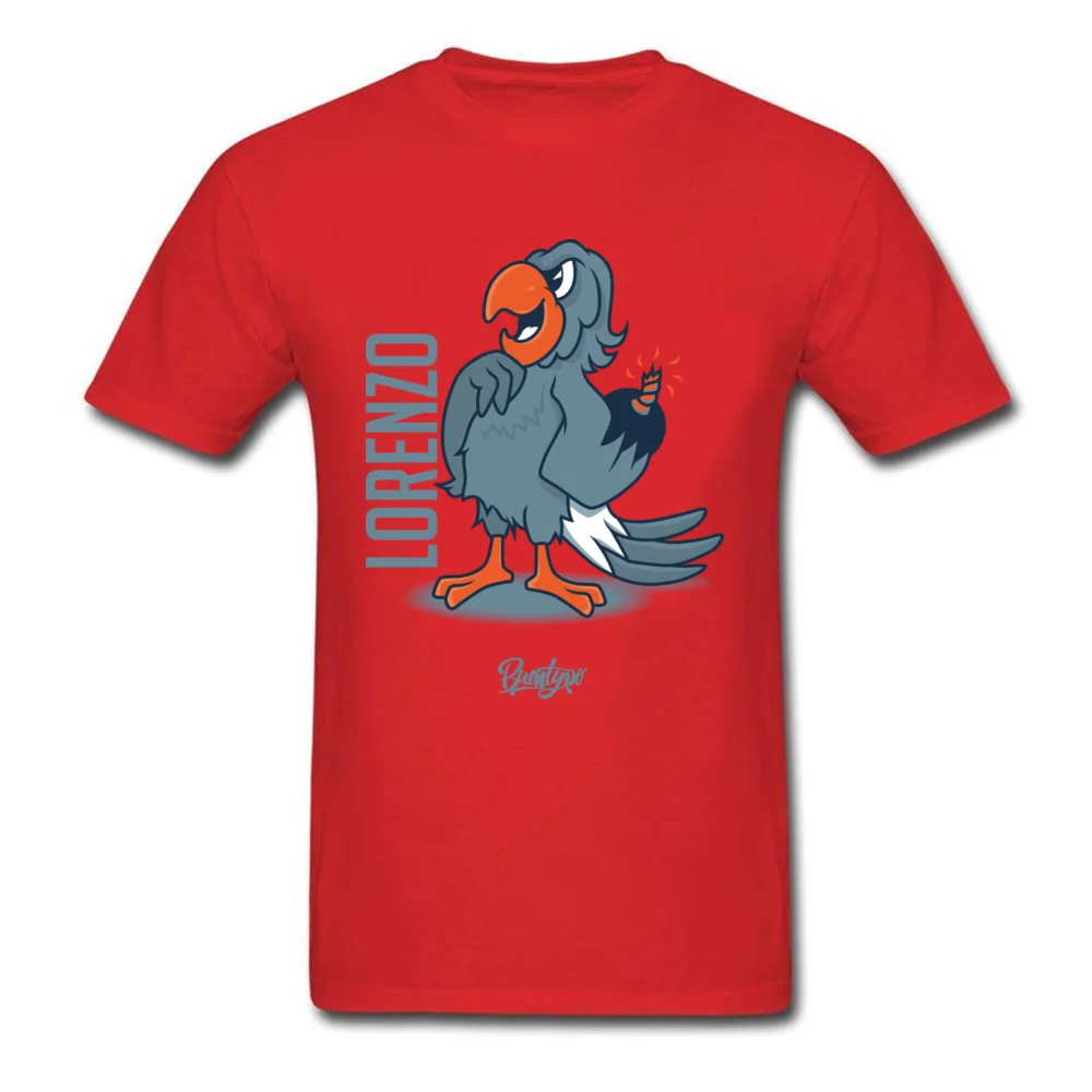 Lorenzo 100% Cotton Tops Shirts for Men Printed Tshirt Casual 2018 Fashion Round Collar Sweatshirts Short Sleeve Lorenzo red