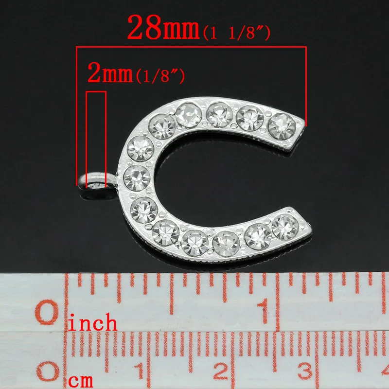 DoreenBeads металлический сплав цинка + очаровательные кулоны со стразами подкова с
