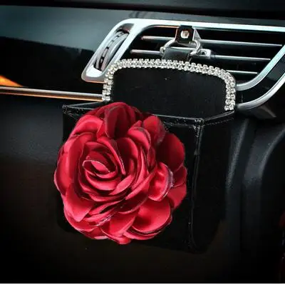 Чехлы на руль с красной розой цветок кристалл горный хрусталь подушка для шеи на сиденье ремень безопасности крышка аксессуары для салона автомобиля - Название цвета: 1pc storage box