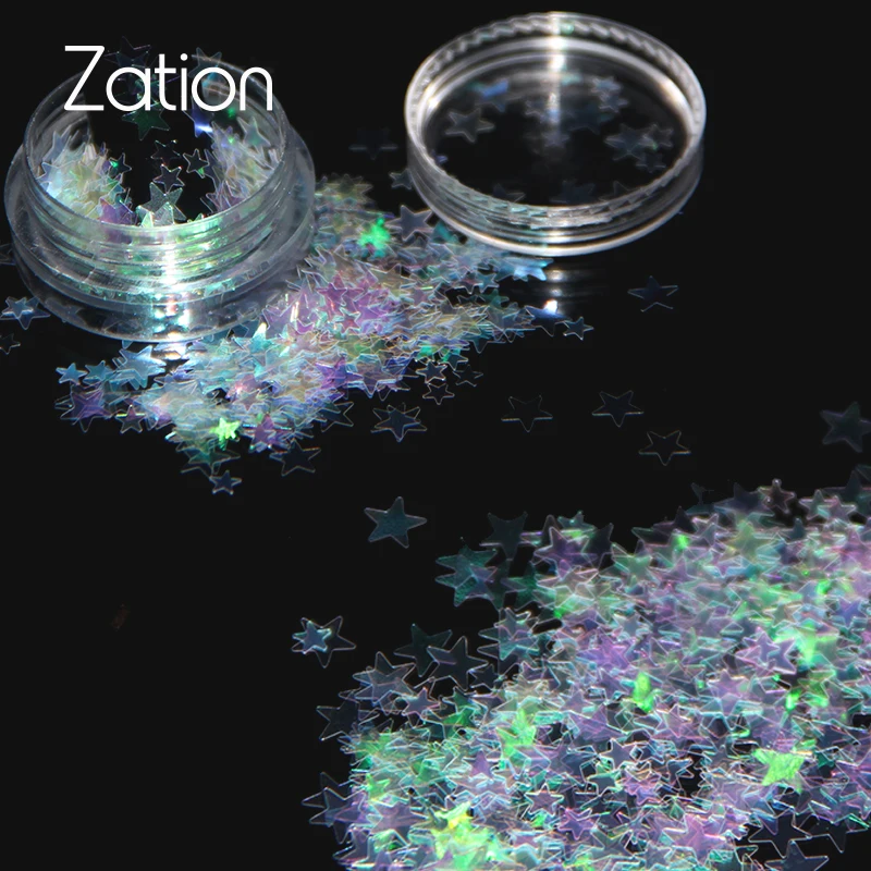 

Zation 3D Flakes Nail Art Decoration for UV Gel Nail Polish Glitter Sequins Set Glass Paper Irregular Paillette Nails Art Tips