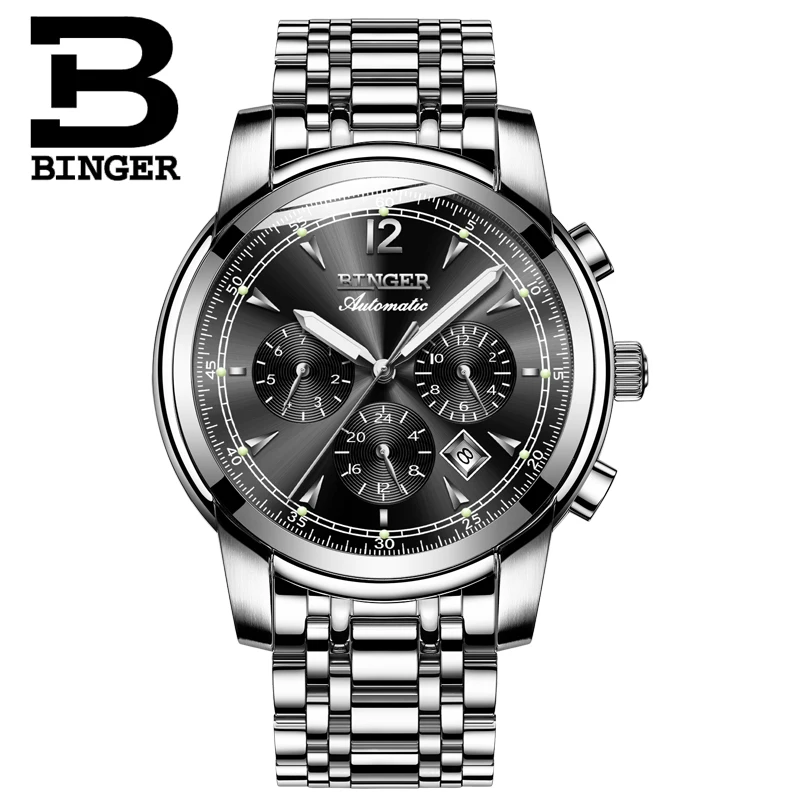 Швейцарские автоматические механические часы для мужчин Бингер люксовый бренд часы мужские сапфировые часы водонепроницаемые reloj hombre B1178-16