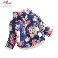Belababy Girls Coat Warm 2016 Baby Winter Long Sleeve Flower Jacket Children Cotton-Padded Clothes Kids Christmas Outwear a-079