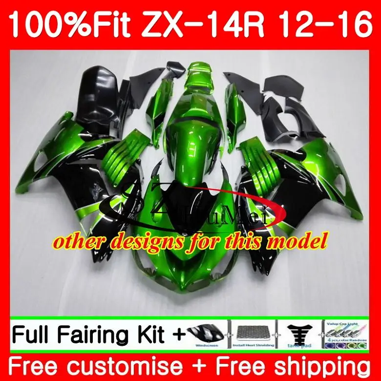 Инъекции для KAWASAKI NINJA ZZR 1400 ZX 14R ZZR1400 зеленый 25SH15 ZX14R для детей возрастом 12, 13, 14, 15, 16 ZX-14R 2012 2013 обтекатель
