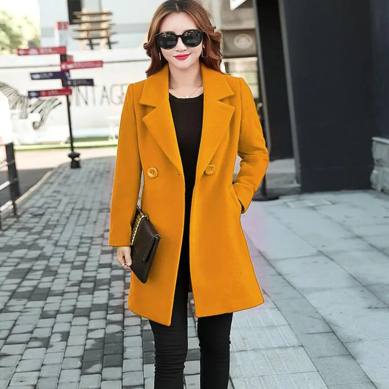 

Wool Coats Winter Women Plus Size M-4XL Winter Slim Ladies Long Jacket Coat Korean Female Warm Fashion Woolen Overcoat B097