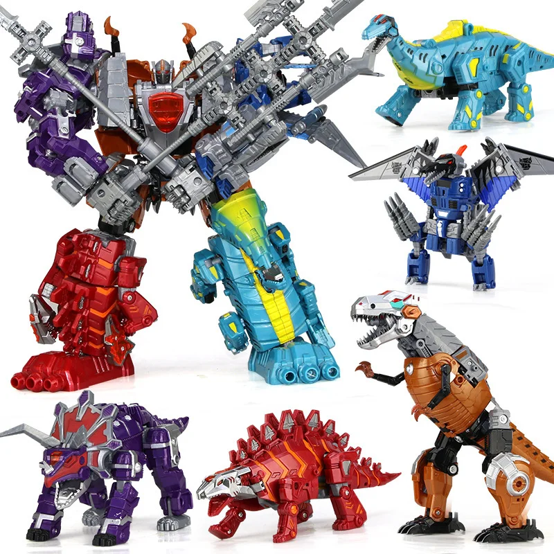 

Jinjiang Anime Action Figures 5 in 1 Oversize 32CM Transformation Devastator Toys Boy KO Dinosaur Dragon Model Robot Kids gift