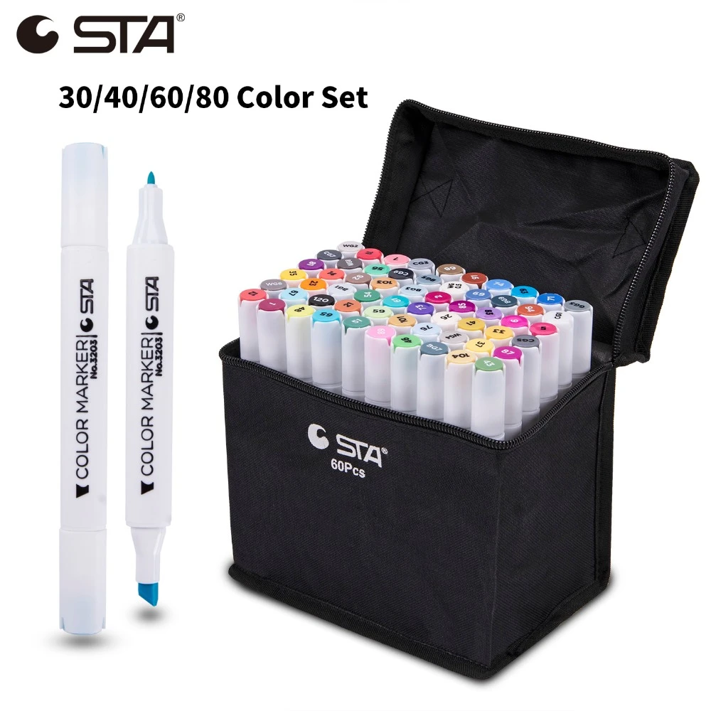 168 Colors Pen Marker Set Dual Head Sketch Markers - 30/40/60/80/168 Color  Art - Aliexpress