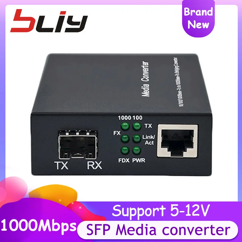 Бесплатная доставка медиаконвертер sfp гигабитный волоконный порт на 1 rj45 UTP Ethernet
