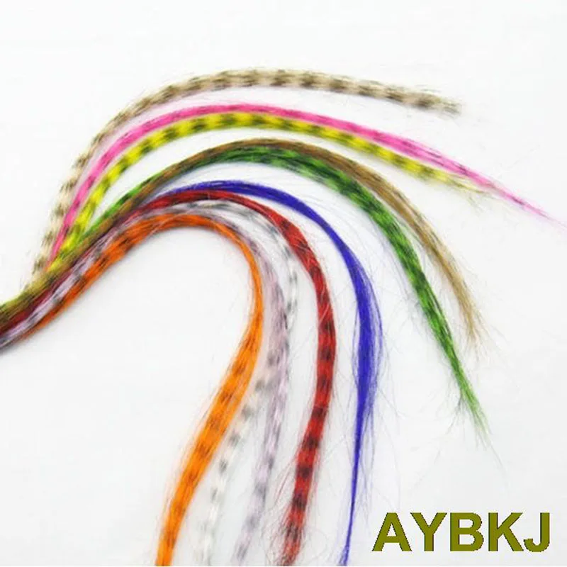 

10pcs/lot 16 inches/40cm random color free beads Women's Straight Multicolour Grizzly synthetic Feather hair extensions