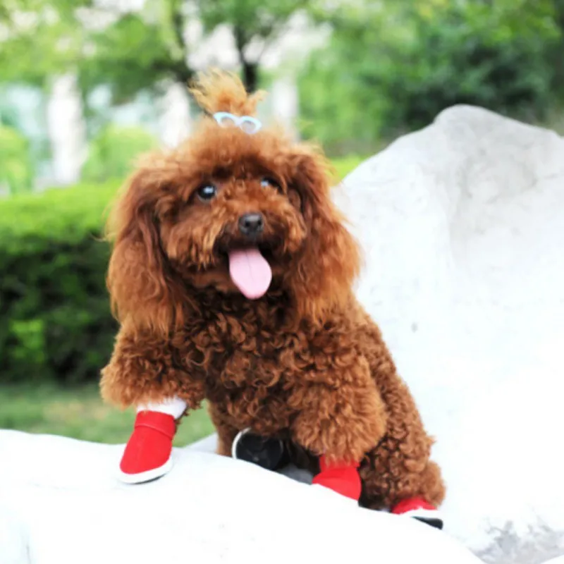 Рождественская теплая обувь противоскользящая собака породы чихуахуа ботинки для щенков обувь для маленьких собак подарок на год для питомца щенка 4 шт./партия