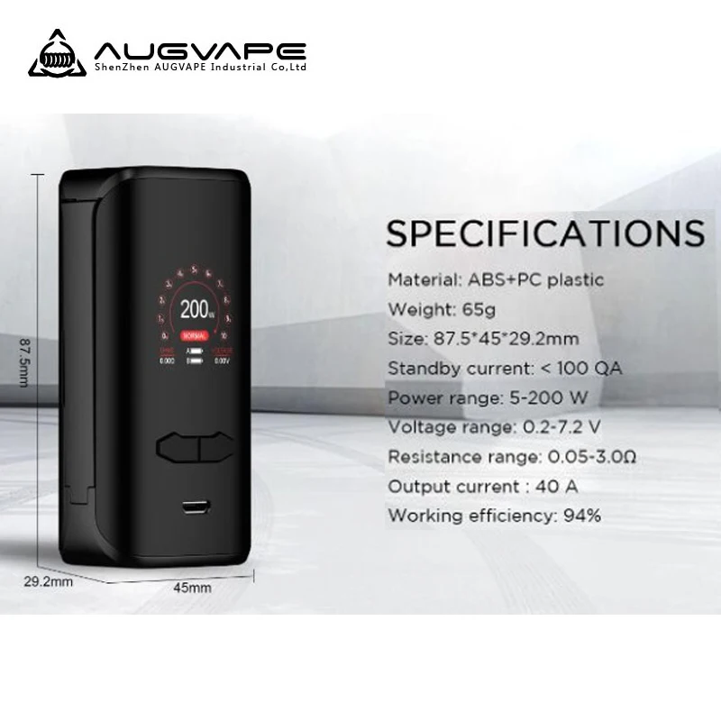  Augvape VX200 200W TC Box Mod Vape Mod Box By Dual 18650 Battery 1.3 Inch Display Vape Vaporizer VS