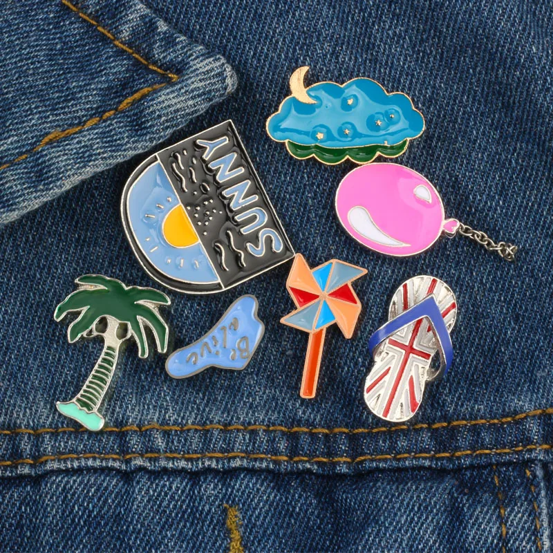 

Fashion Women Enamel Pin Buckle Shirt Pins and Brooches Cloud Balloon Windmill Cartoon Lapel Pin Brooch Jewelry Jeans Decoration