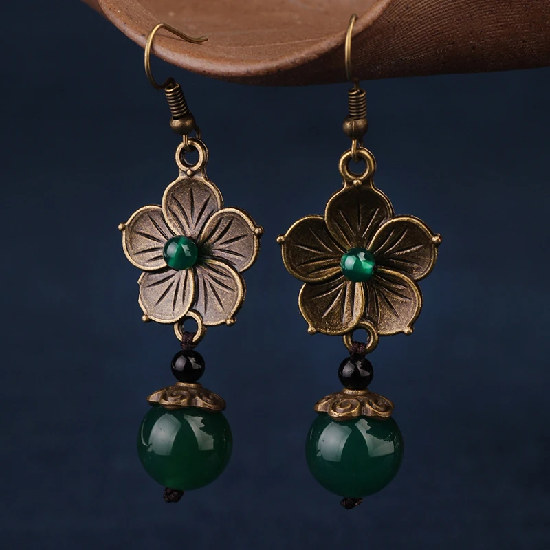NEW MYWINY OWN DESIGN metal flowers vintage ethnic green earrings for women 18 design