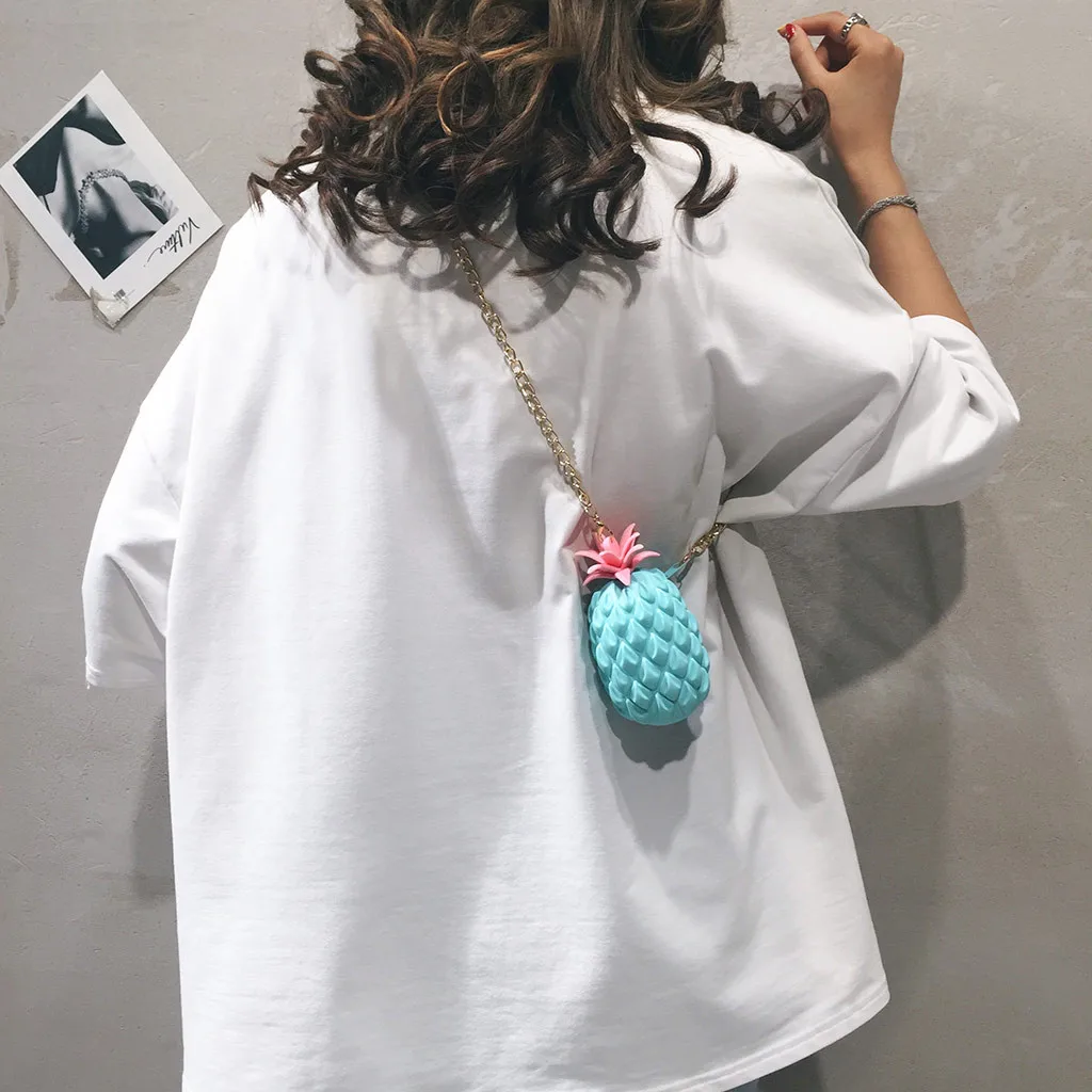 Женская сумка через плечо с цепочкой, силиконовая сумка-мессенджер с ананасом, маленькие вечерние сумки на плечо, роскошные женские сумки