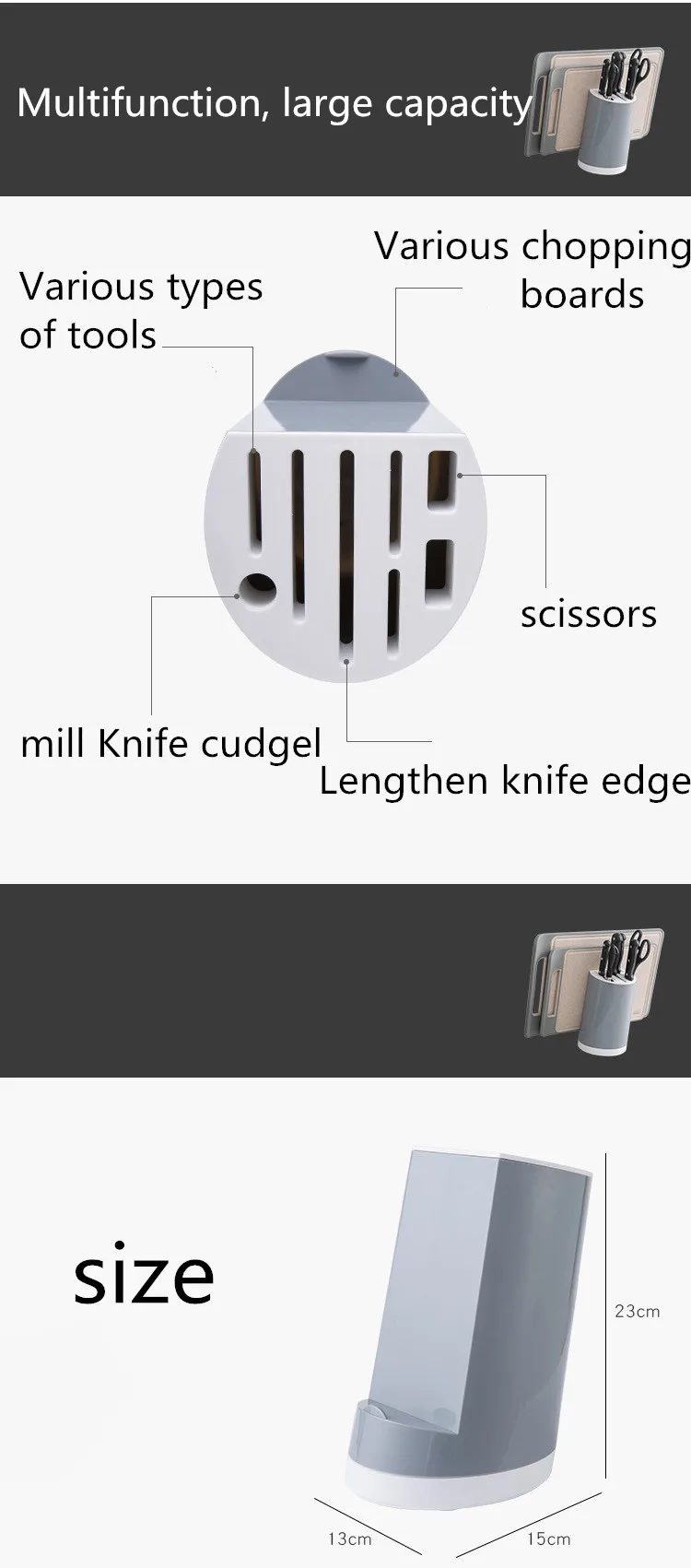 Simple and Versatile Kitchen Tool Storage Rack Removable Knife Holder Chopping Board Frame Drainable Plastic Kitchen Supplies
