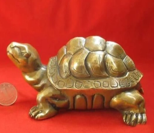 150401 S0001 Chinese Bronze Large Cute Turtle Figurine Sculpture 6"L STATUE discount 30% (C0324)