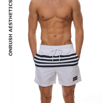 

OA Summer Men's Shorts European American Quick-drying Beach Shorts Bodybuilding Casual Hit Color Striped Big Underpants