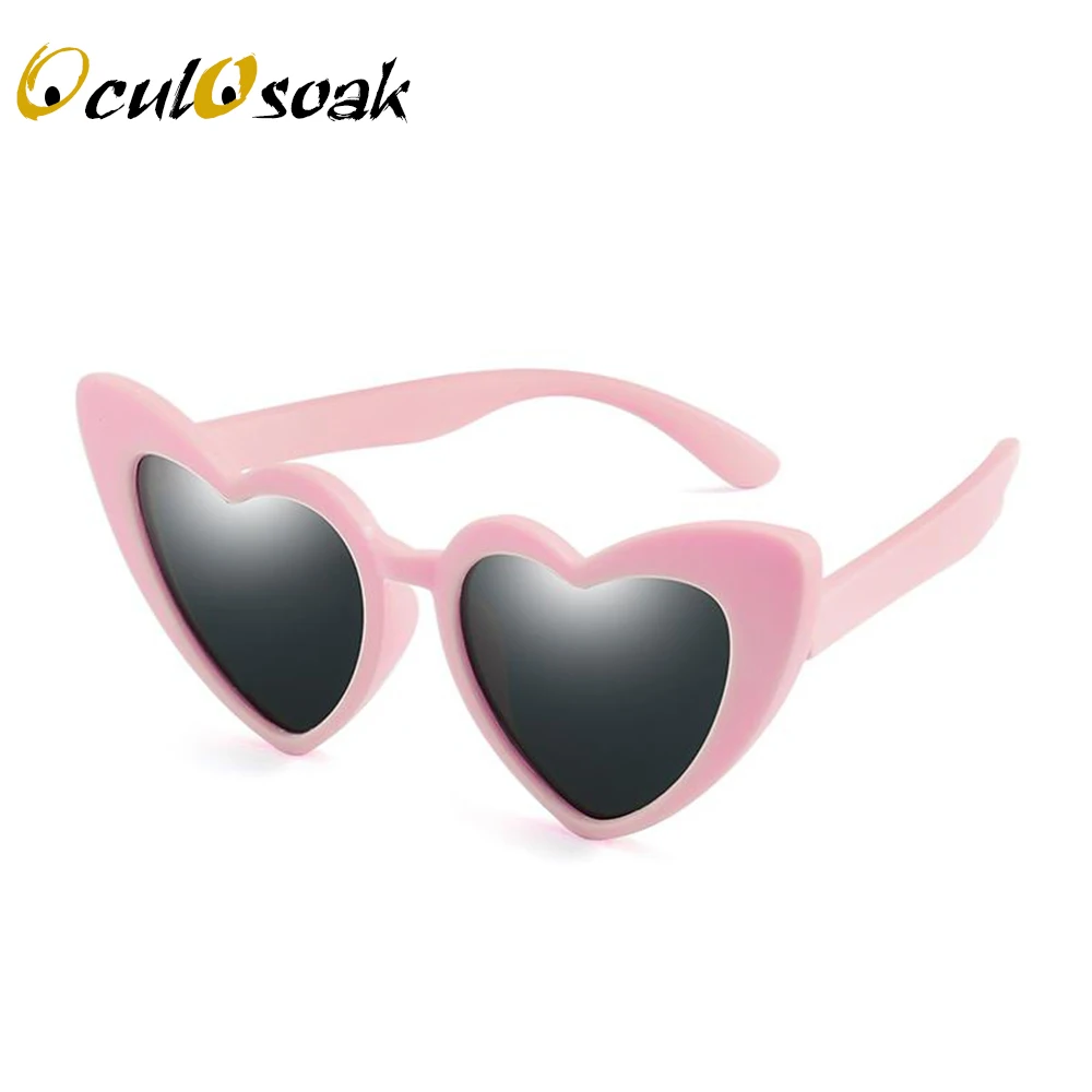 OculOsoak Детские солнечные очки для девочек для детей Сердце TR90 черный розовый красный сердце солнцезащитные очки для детей поляризованные гибкие uv400