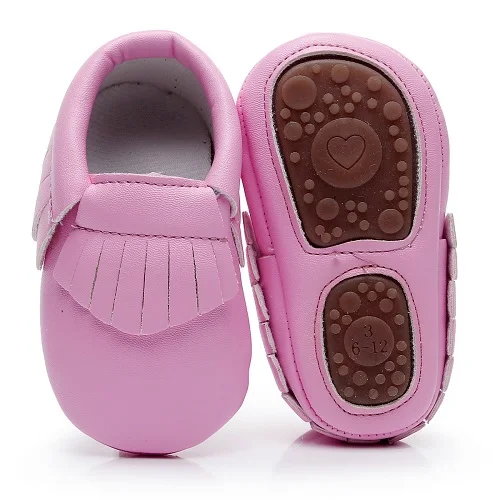 Лидер продаж жесткая подошва цветочный принт искусственная кожа детские туфли-мокасины с бахромой детская обувь Нескользящая обувь для малышей ручной работы - Цвет: pink
