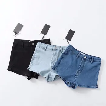 

Fashion 2019 Summer New High Waist Denim Shorts Women Casual Solid Pockets Straight Jeans Shorts