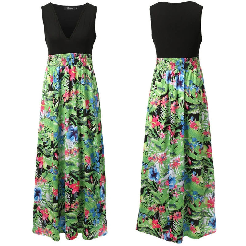 2017 новое поступление женские летние платья с принтом длинное цветочное Макси без