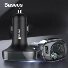 Baseus автомобильное Bluetooth беспроводное автомобильное зарядное устройство fm-передатчик Громкая связь аудио приемник MP3 плеер 3.4A двойное USB зарядное устройство для телефона