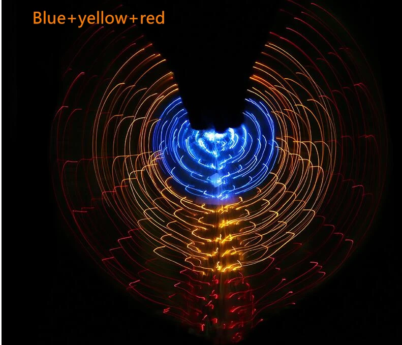 Ruoru Led Isis крылья с регулируемыми палочками аксессуары для танца живота реквизит для сцены блестящие Светодиодные Крылья открываются на 360 градусов - Цвет: Blue yellow red