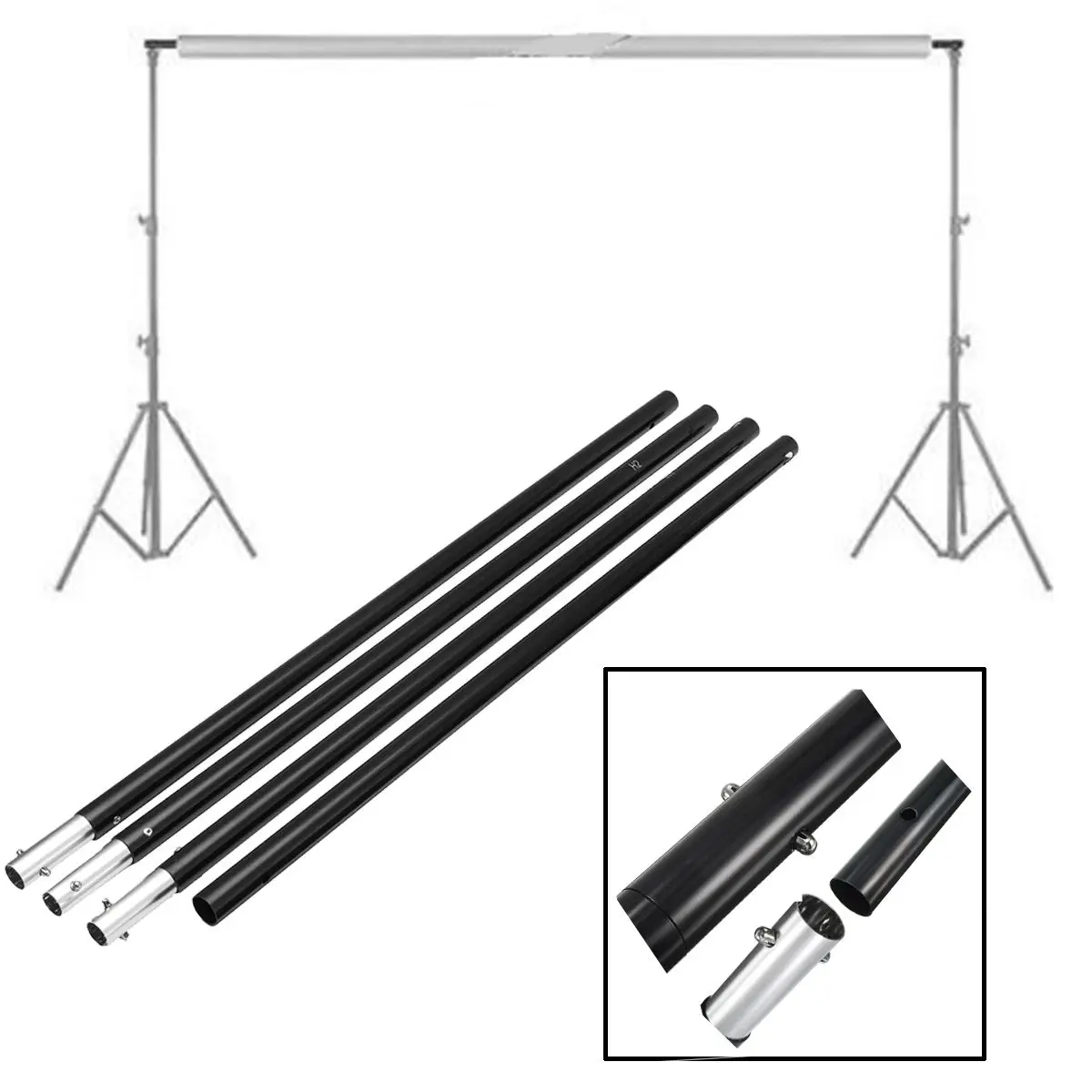 Comprar 2,8 m 9,2ft soporte de fondo Kit de sistema de apoyo telones de fondo ajustable Crossbar foto estudio Accesorios