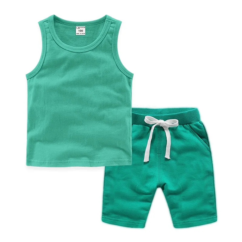 Наслаждайтесь комплект для малышей Одежда для мальчиков детские летние Комплект одежды для маленьких мальчиков девочки; Дети майки из чистого хлопка топы и шорты 2 предмета 18 M-12 T - Цвет: Green