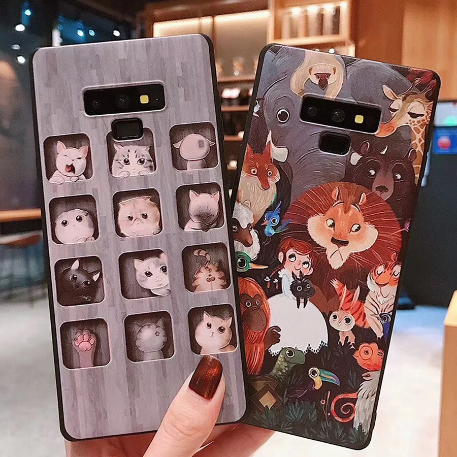 

3d lion cat tpu case For samsung galaxy note 8 9 s10 s8 s9 plus s10 lite s10e case cover fashion cartoon patterned soft silicon