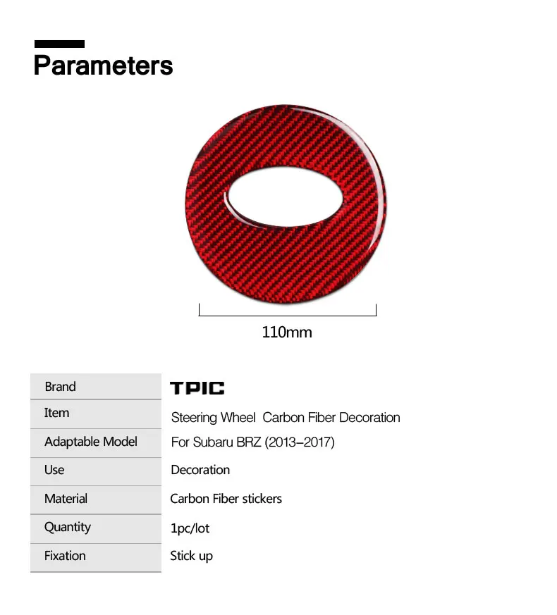TPIC украшение салона автомобиля из углеродного волокна отделка рулевого колеса автомобиля наклейка крышка Стайлинг для Subaru BRZ 2013- аксессуары