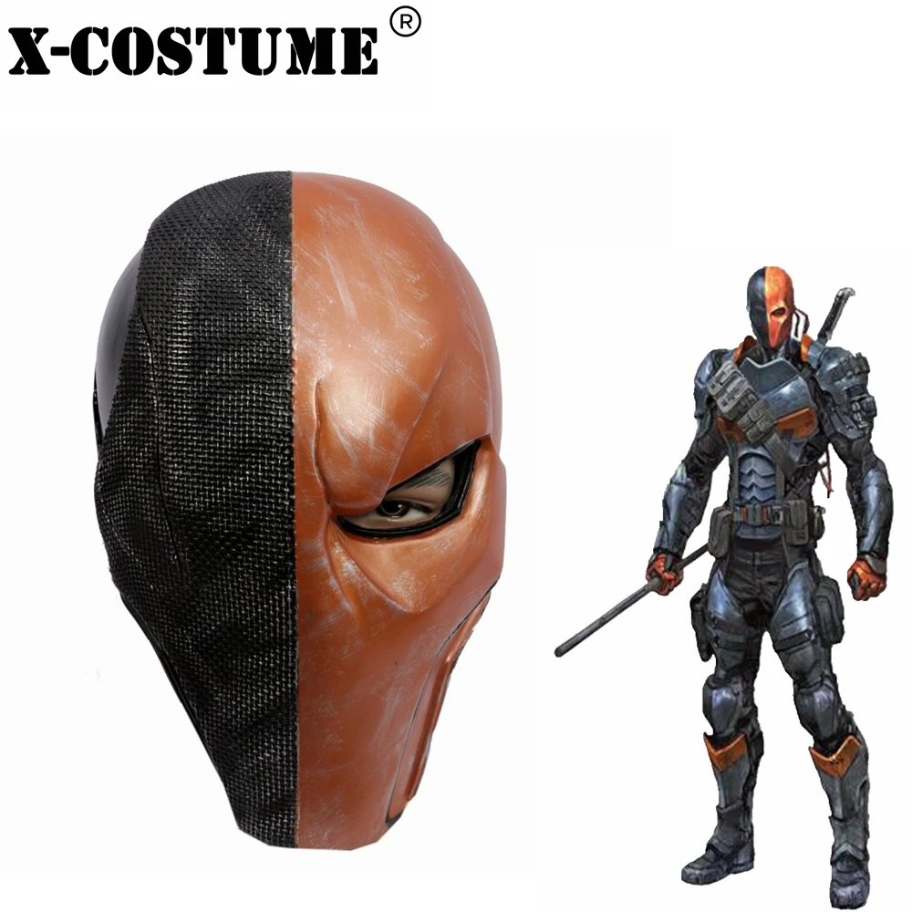 X-COSTUME маска детстроука из фильма Бэтмен Аркхэм Косплей высококачественный шлем происхождения шлем из ПВХ реквизит для косплея на Хэллоуин праздничная одежда