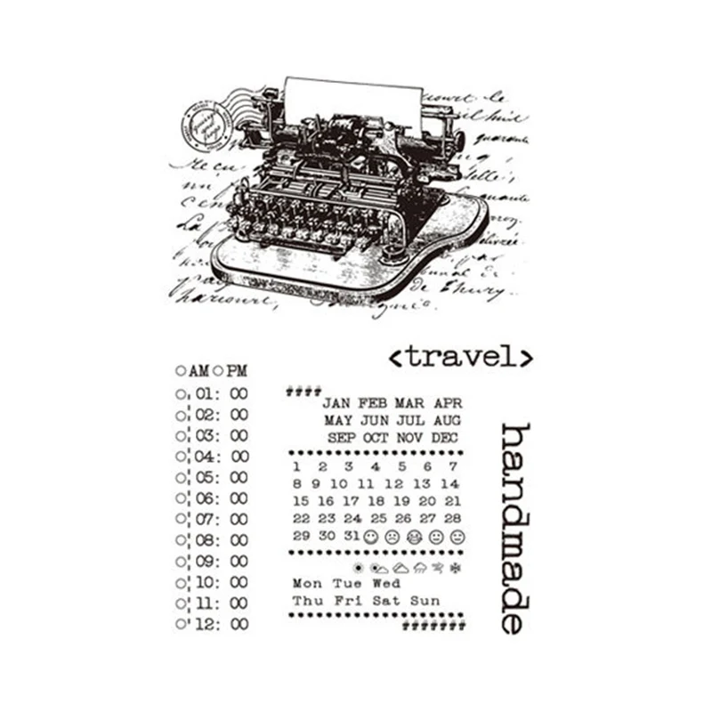

New Arrivals Retro Typewriter Transparent Clear Stamps Silicone Seal for DIY Scrapbooking Card Making Photo Album Decor Crafts