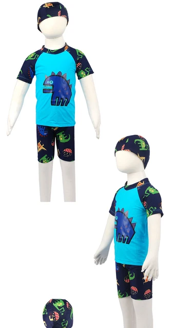 Costume Da Bagno Dinosauro Per Bambini - Divertente 2 Pezzi Con Occhiali Da Sole Stampati