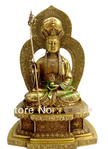

Fast Shipping>Tibet Buddhism Ksitigarbha Bronze buddha Statue